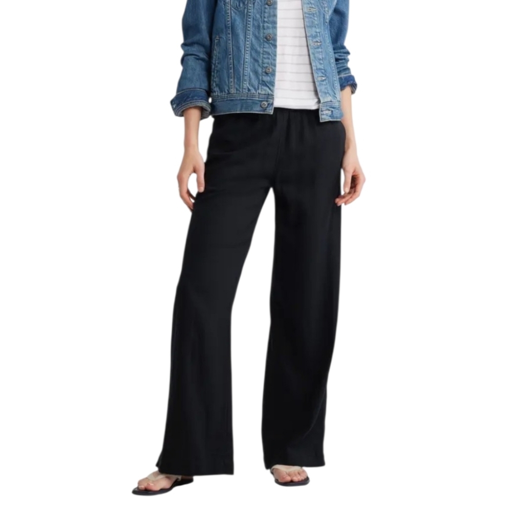 Caslon Black Linen Blend Wide-Leg Pull-On Pants